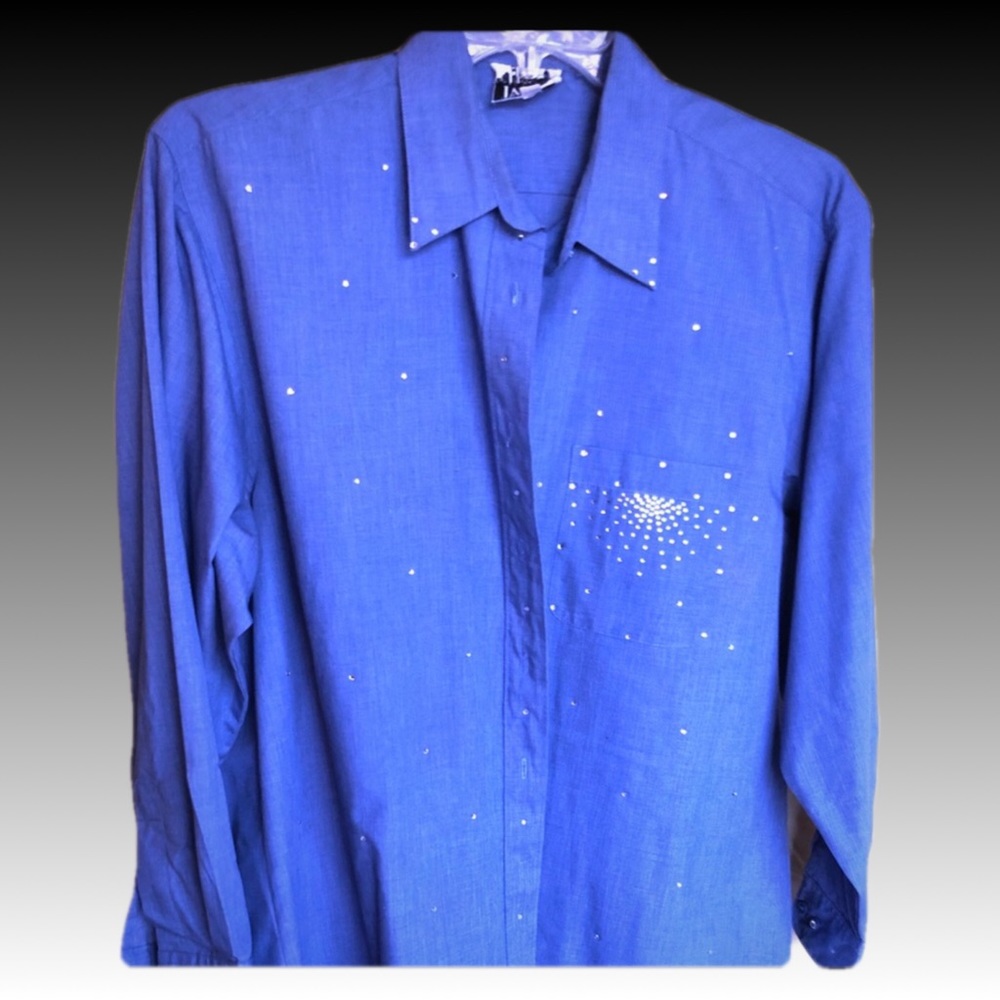 Blue Western shirt embellished Large